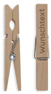 Wäscheklammern personalisiert – 10 Holzklammern mit Gravur & Wunschtext | 10 gravierte Klammern aus Holz – bis zu 10 verschiedene Texte und Schriftart wählbar, für Deko, Feste und Geschenke