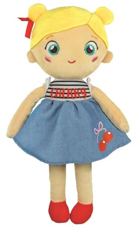 Clementoni Baby – Plush Soft Doll Cherry Terry, weiche Puppe für Neugeborene 0+ Monate, Verschiedene Texturen und sensorische Erfahrung, stimuliert Zuneigung und Pflege, 17601