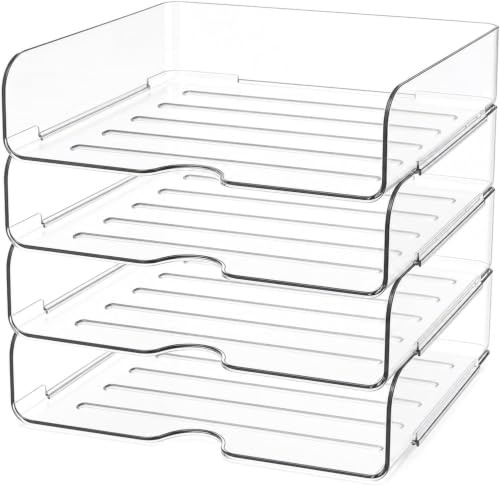 SUPEASY Briefablage A4 4er Set, Transparente Dokumentenablage Stapelbar, Papierablage und Schreibtisch Organizer für Büro, Homeoffice, Schule und Dokumente