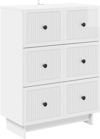GeenYuu Schubladenschrank Hochglanz Weiß aus Holzwerkstoff 66 x 34,5 x 90 cm mit 3 Schubladen und Stauraum für Wohnzimmer Schlafzimmer Büro, vielseitige Kommode für Ordnung und Aufbewahrung