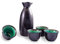 Sake-Set, traditionelles japanisches Sake-Becher-Set, handbemalt, Tassen aus Keramik, Handarbeit, Weingläser, 5 Stück Black Classic