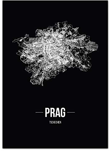 JUNIWORDS Stadtposter - Wähle Deine Stadt - Prag - 40 x 60 cm Poster - Schrift B - Schwarz