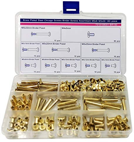 Chicago Schrauben Bindeschrauben Pfosten Sortiment Kit Messing überzogener Stahl 180-teilig