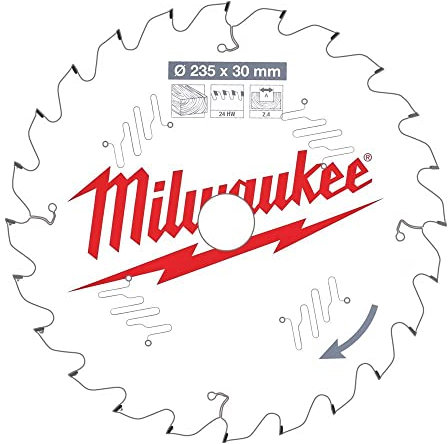 Milwaukee, Lame de scie circulaire Bois, Ø 235 x 30 x 2.4 x 24 dents ATB, 4932471305, Accessoires de coupe essentiels pour les travaux de menuiserie et de charpenterie