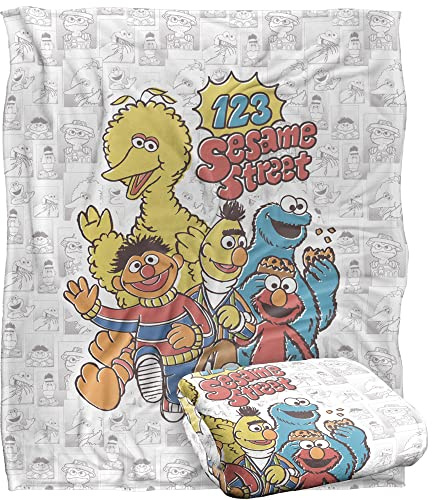 Trevco Sesame Street 123 Sesame Street, offiziell lizenziert, seidig, Optimalweich, 152 x 127 cm