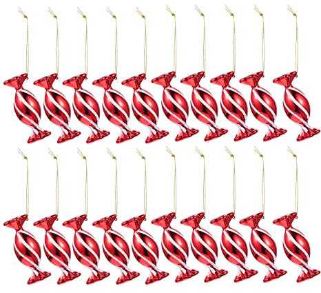 BESPORTBLE 30Pcs Candy Cane Christmas Decorations - Candy Christmas Tree Decorations with Cord Sweet Candy Lollipop Hanging Pendants Red And White Christmas Decorations For Tree, 7x3cm