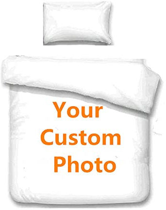 Personalisierte Foto Angepasste, Personalisierte Bettwäsche Set, Eigenes Foto Custom Foto Bettbezug Kissenbezüge, Personalisiert Bettbezüge 135x200 cm Paar Baby Pet Hund Katze Gamer (135 x 200 cm)
