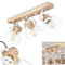 Deckenleuchte Orny, Deckenlampe im Vintage-Design aus Holz/Metall in Natur/Weiß m. Schirmen in Gitter-Optik, Leuchte m. Holzbalken, Textilkabeln u. verstellbaren Strahlern, 3 x E27, ohne Leuchtmittel