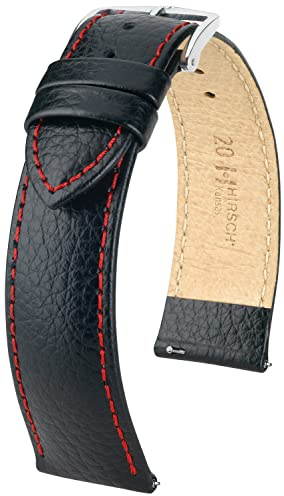 HIRSCH Kansas Uhrenarmband - echtes Kalbsleder - Büffelmuster - für Damen und Herren