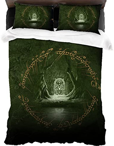 ANSSON The Lord of The Rings Bettwäsche 135x200cm,Der Herr der Ringe Kinder Bettbezug,Weiche Flauschige Bettbezüge und 2 Kissenbezug (135x200cm+80x80cmx2, Rings2)