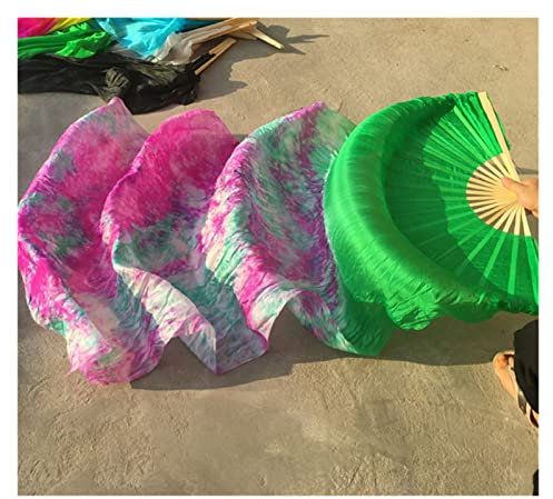 Bauchtanz-Fan Professioneller Bauchtanz Seidenfächer Schleier Schwarzer Blume Grüner Hintergrund Bauch Dazing Lange Fans Multi Größe Langer Fächer für Bauchtanz