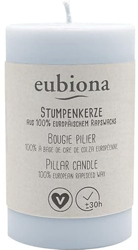 Eubiona Stumpenkerze, 50x80, Rapswachs, hellblau
