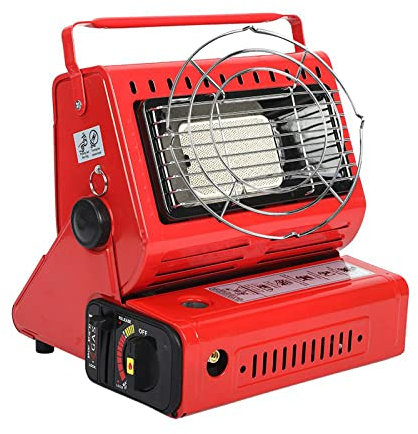 Gasheizung Gasstrahler Campingheizung, Tragbarer Heizung Gasheizer Keramik Brenner, 1,3 KW Mobiles Notfall-Heizung Gasheizer für Gaskartuschen für Outdoor Zelten Wohnwagen Reisen Camping (Rot)