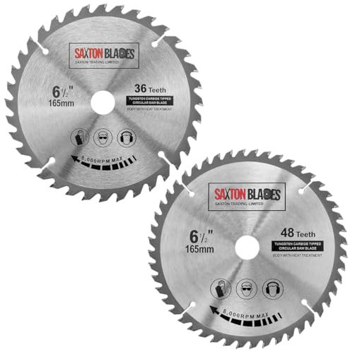 TCT165MXASK Saxton TCT Circular Wood Saw Blades 165mm x 20mm (16mm Ring) Pack A Compatible with Bosch Makita Dewalt etc