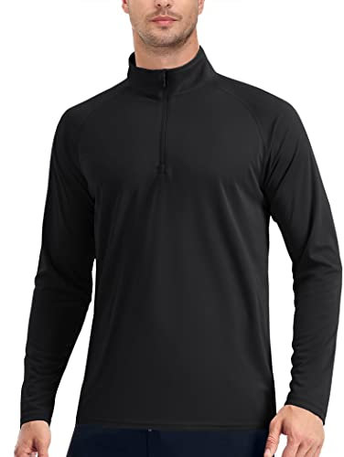 EKLENTSON Men's Long Sleeve Shirts Quick Dry UPF 50+ Sun Protection Fishing Shirts Outdoor Performance Pullover,Black,L