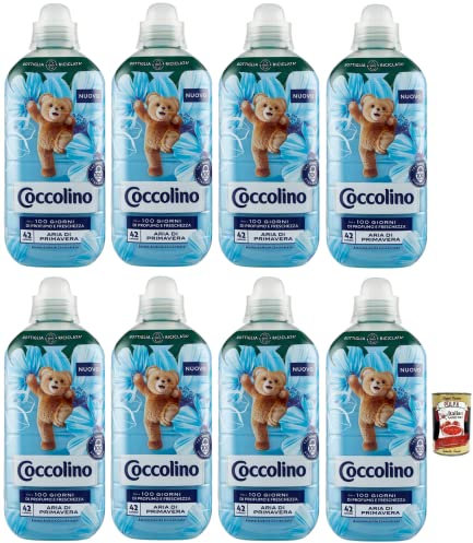 8x Coccolino Aria di Primavera,100 Tage Parfüm und Frische,Konzentrierter Weichspüler, Frühlingsluft, 42 Wäschen, 980ml + Italian Gourmet Polpa di Pomodoro 400g Dose