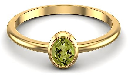 0,25 ctw ovaler Peridot-Edelstein 925 Sterling Silber Solitär Damen Versprechen Lünette-Set-Ring Gold Vermeil, 58