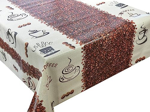 Wachstuch Tischdecke abwaschbar Gartentischdecke, Viele Größen und Designs, wasserabweisend (Kaffee Braun Ecru- WF-4611A, 200x140 cm)