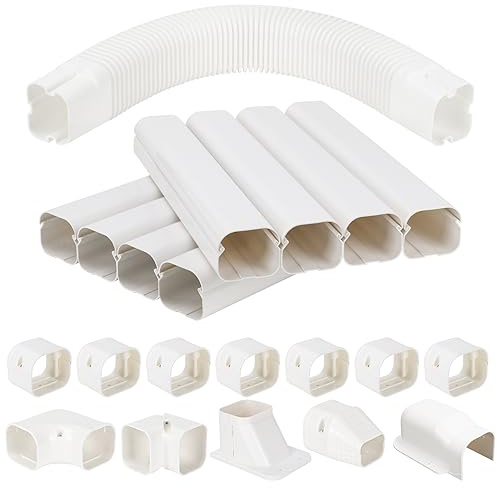 Mini-Split-Linien-Set-Abdeckung, 7,6 cm, 3,5 m, dekorative PVC-Linien-Set, Abdeckungs-Sets für kanallose Mini-Klimaanlagen und Wärmepumpen mit flexiblem Kanal
