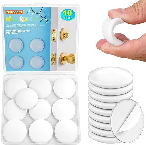 Runder Türknauf-Wandschutz, 4 cm, weiß, Türstopper, Wandschutz mit starkem, selbstklebendem, leisem, stoßdämpfendem Wandschutz von Türknäufen für Schlafzimmer, Küche, Büro, 10 Stück