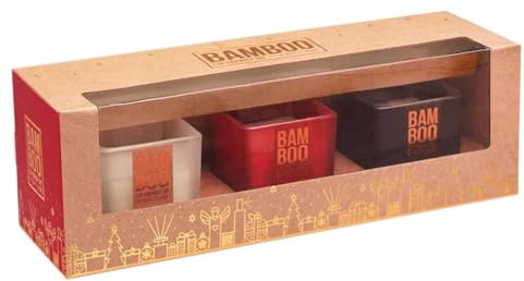 Coffret de 3 minis bougies senteurs Zeste d'orange et clou de girofle + Pomme épicée et cannelle + Flambée et crépitements - Bamboo by Heart & Home