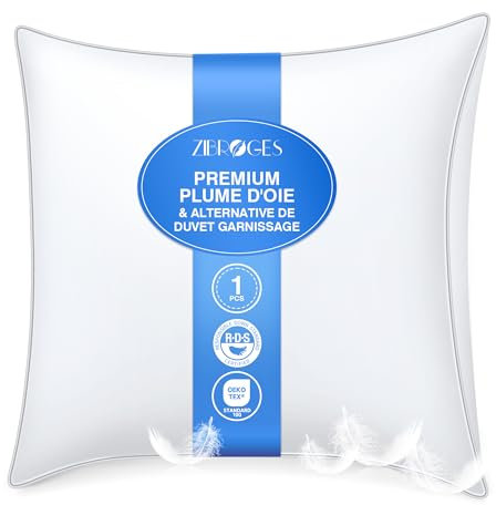 Zibroges Deluxe Daunenkissen 60x60cm 1er Set Kissen mit Dreifacher Komfortschicht - Deutsches Design - Hygienisches Federkissen mit 100% Hochwertiger Weicher Füllung, Waschbar und Umweltbewusst