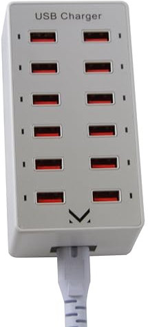 Majestic AUSB 12 USB Cargador 12 Puertos USB-A Salida 5 V hasta 2,4 A 1,5 m Cable de alimentación con Enchufe Europeo