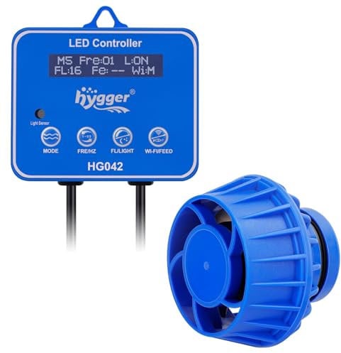 hygger 10V DC Aquarium Wave Maker with Controller, 6 Wave Modes Adjustable Water Flow Speed 10W, Freshwater Saltwater Coral Reef Tank Magnet Power Head, Blue