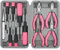 Hi-Spec 11pc Pink Womans Compact Crafts & Home DIY Repair Hand Tool Kit Set with Pliers, Cutters and Precision Screwdrivers for Ladies