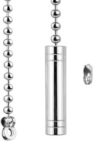 NewZC Light Pull Handle Bathroom Chrome Pull String Handle with 85cm Light Pull Cord Bead Chain Extension for Toilet Shower Bedroom Illuminated Switches Ceiling Fans Blinds (Silver)