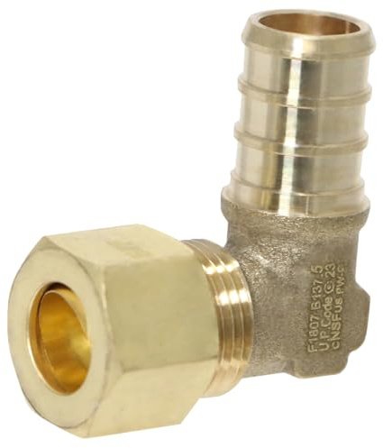 10 Pack XFITTING 3/8“ OD Compression x 1/2 Pex Elbow, Barb Crimp