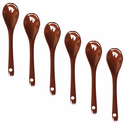 Lotatheta 6 pcs Coffee Porcelain Egg Spoons Ceramic Spoons 4.7 inch Coffee Dessert Yogurt Tea Milky Tea