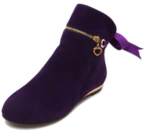 Bviennic Donna Stivali Piatti Tacco Basso Stivaletti Punta Rotonda Senza Chiusura Classico Quotidiana Boots, C246321Vk Viola Numero 34 EU