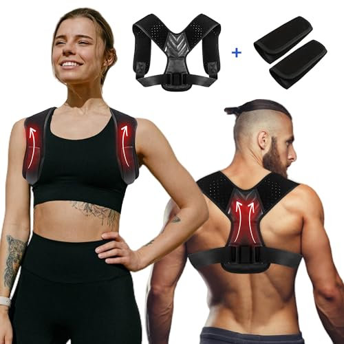 Corrector de Espalda Alivia y Mejora la Postura Previene Problemas de Espalda Corrector Postura Espalda para Hombre y Mujer con Almohadillas Protectores para Axilas Ajustable Uso Diario y Deportivo