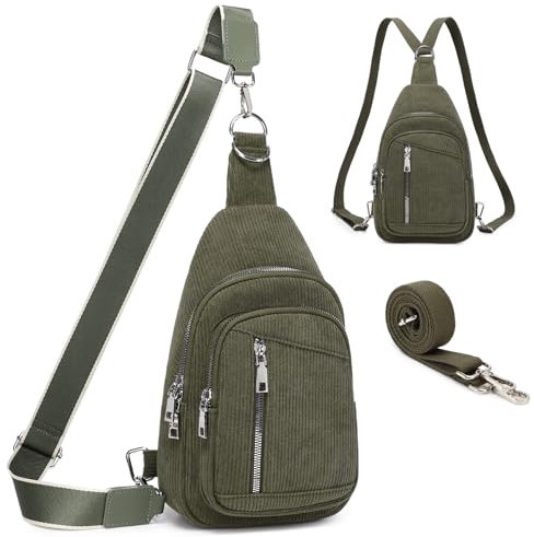 Travistar Mittelgroß Sling Bag Damen Brusttasche Herren 2 in 1 Rucksack Damen Klein mit 2 Abnehmbare Schultergurte, Cord Umhängetasche Handtasche Schultertasche Diebstahlsichere Crossbody Bag Damen