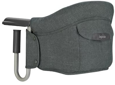 Inglesina Fast, Klappbarer Tischsitz, Dunkelgrau (Charcoal Grey), Leicht zu Transportieren, Waschbar, Sichere Befestigung, Bis 15 kg, 35 x 27 x 42 cm