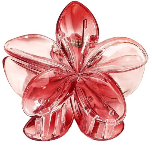 Pinza de pelo con flores para mujer, clip hawaiano, pinzas de plástico antideslizantes, agarre fuerte, pinzas para el pelo para playa, fiesta, piscina, vacaciones, A, rojo E