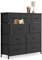 FIVMEN Kommode mit 9 Schubladen aus Stoff Schrank Sideboard Komodenschrank Vintage Schwarz Aufbewahrungsschrank Schubladenschrank für Wohnzimmer Schlafzimmer Flur