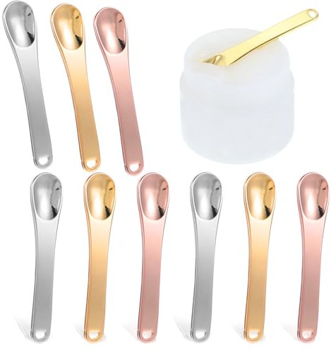 Mabor Klein Kosmetik Spatel,9 Stück Spatel für Creme Löffel Klein Kosmetikspatel Creme Metall Mini Kosmetische Wiederverwendbar Kleine Kosmetik Löffel Beauty Scoop für Gesichtscreme Lotionen