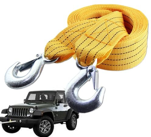 Corde de remorquage pour voiture – Corde de récupération robuste pour véhicule, sangle de traction de récupération robuste pour véhicules jaunes pour voitures, automobiles, camping-carss, SUV, camions