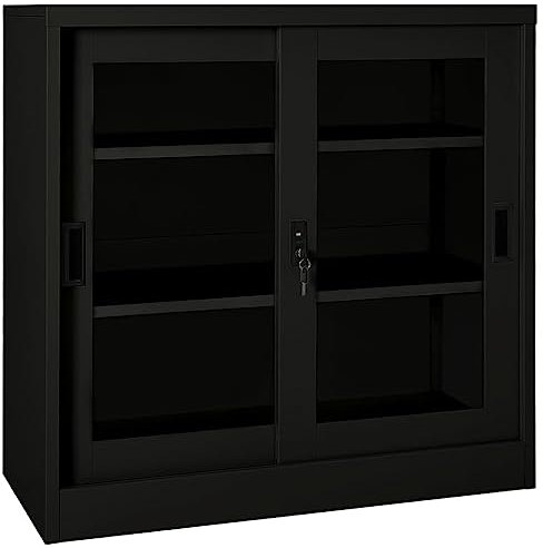 UJCHVHN Home Garden Schiebetürenschrank, schwarz, 90 x 40 x 90 cm, Stahl