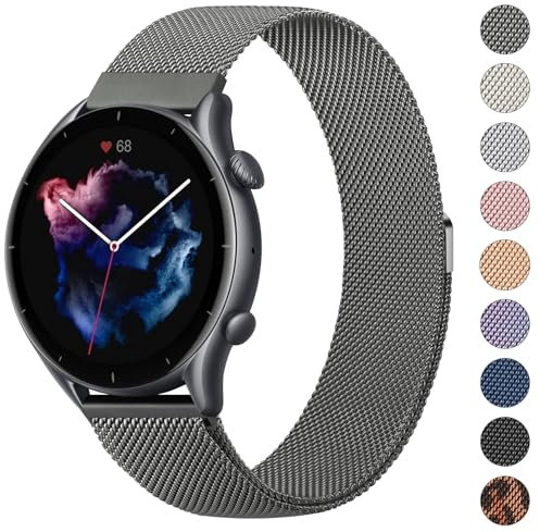 Oumida Armband für Amazfit GTR 3 46mm Armband/GTR 3 Pro/GTR 4 / GTR 2 Armbänder für Herren Damen, Integriertes Metall Uhrenarmband, Edelstahl Magnet Ersatzarmband für Amazfit Balance 46mm