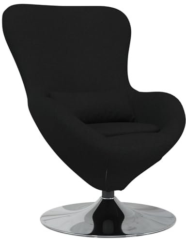 vidaXL Fauteuil œuf Noir 63 x 73 x 90 cm Tissu, Salon, Chaise œuf pivotante Moderne, mobilier de Luxe pour intérieure, Fauteuil élégant et Solution Confort