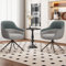 LUTUTU 2 Drehbare Essstühle mit Kunstleder-Stoff-Kombination, hoch gepolstert, mit höhenverstellbaren Füßen, beige, Esszimmer und perfekt für Küche (Grau)