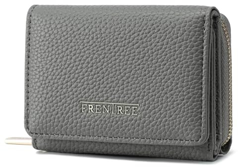 Frentree Geldbörse Damen Portemonnaie mit Reißverschluss, 8 Kartenfächer, Scheinfach, kompakte Brieftasche mit Dokumentenfach, elegant & alltagstauglich