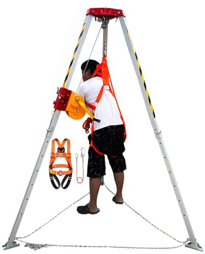 LISHEUK Stativ-Rettungs-System mit 1200 1800 2600 lbs Winde, Hebe-Leiter Stabilisator Hebezeug Ausrüstung für den BAU von Abwasser-Tunneln, mit verstellbarem Le