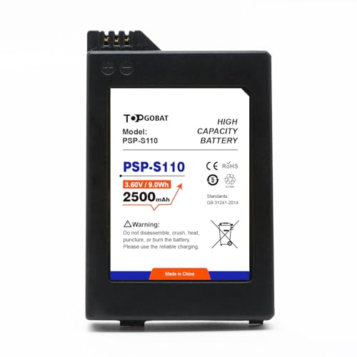 Batteria PSP-S110, 2500 mAh ad alta capacità per PSP 2000 (2001, 2002, 2003, 2004, 2005, 2006, 2007, 2008, 2010) PSP 3000 (3001, 3002, 3003, 3003, 3010) 004, 3 005, 3006, 3007, 3008, 3010) PSP Lite