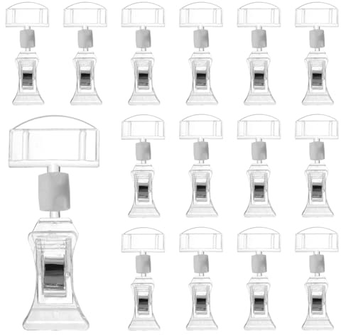 15 Pack Rotatable Sign Holder Clip Clear Plastic Price Tags Labels