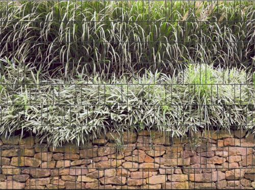 zaun|zu Steinmauer - Bedruckter Sichtschutzstreifen für den Doppelstabmattenzaun | moderner Motivdruck | Garten-Deko | Sichtschutz Rolle | Vlies | Windschutz 2,5m x 1,8m
