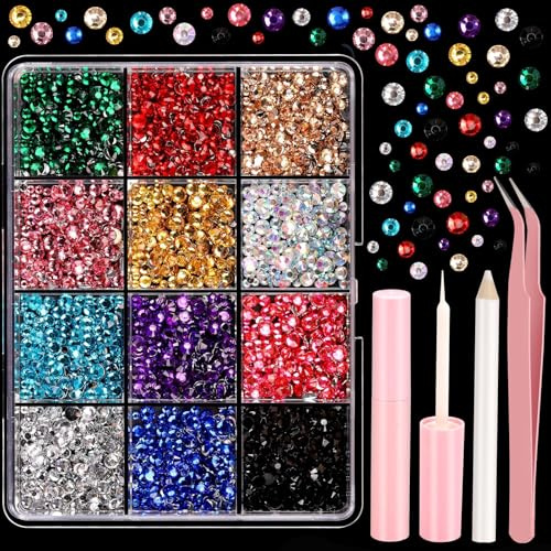 VelvetGlow Face Rhinestones Kit, Face Eye Gems for Makeup, Face Jewels Set with Face Makeup Glue, Nail Gems, Rhinestones for Body, Hair, Nail Art, Carnival Makeup for Women
